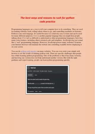 the best ways and reasons to rush for python code