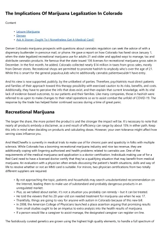 Colorado's Medical Marijuana Laws And Employees' Compensation