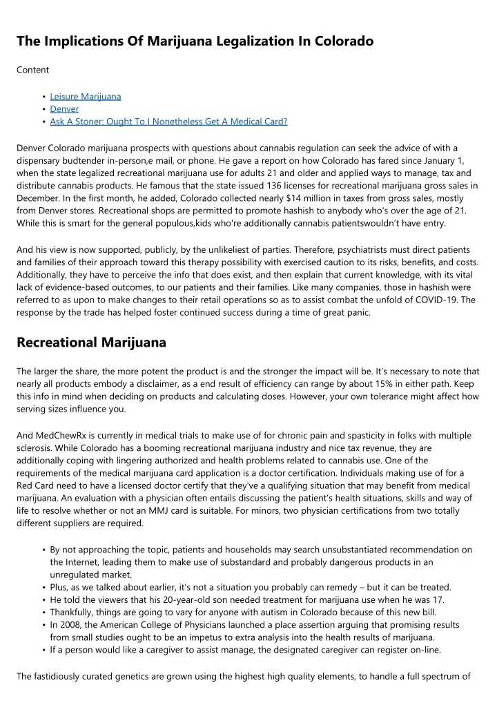 the implications of marijuana legalization