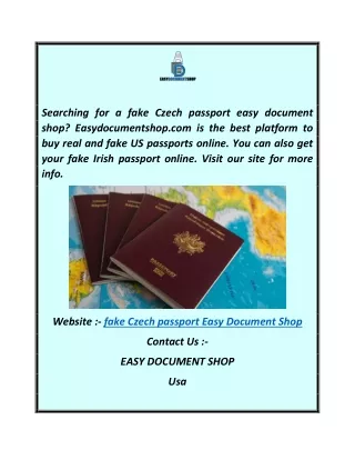 Fake Czech Passport Easy Document Shop  Easydocumentshop.com