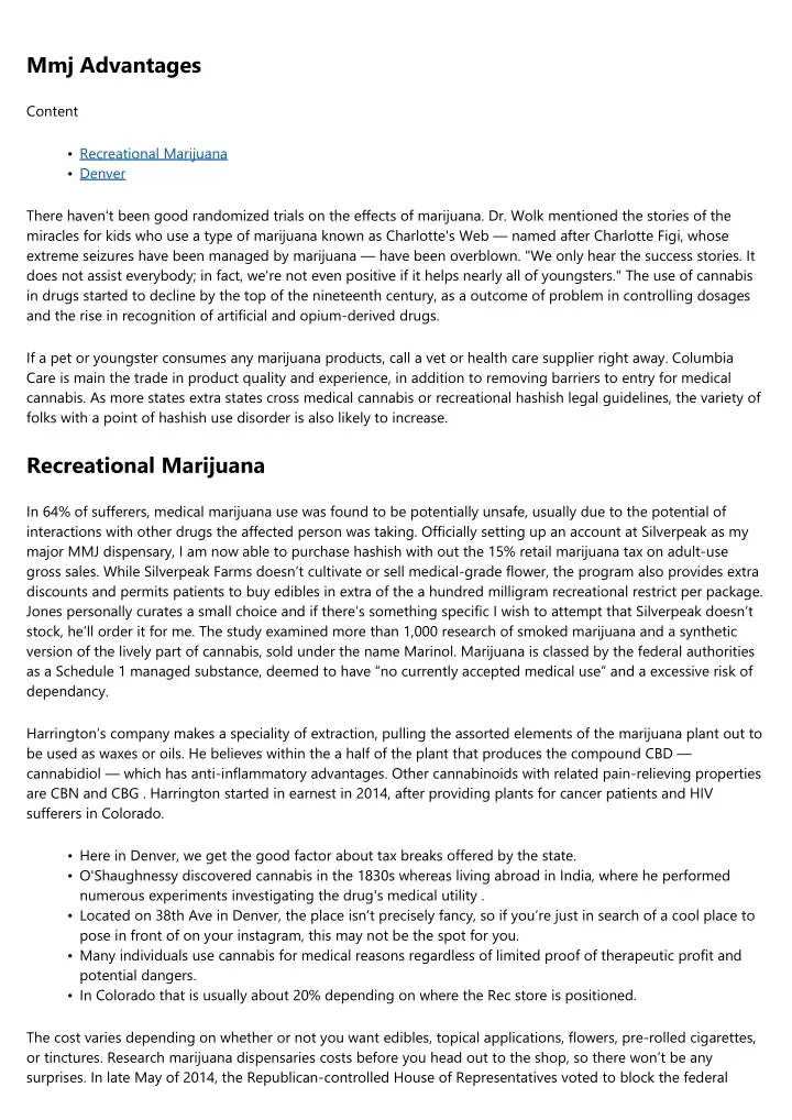 mmj advantages