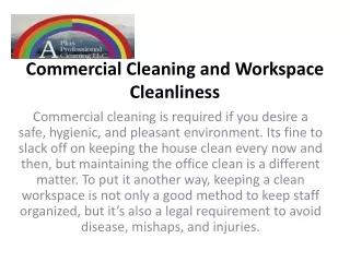 Commercial Cleaning and Workspace Cleanliness