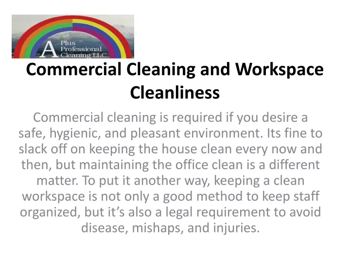 commercial cleaning and workspace cleanliness