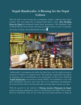 Nepali Handicrafts- A Blessing for the Nepal Culture