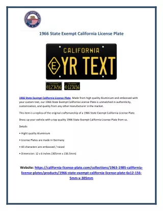 1966 state exempt california license plate