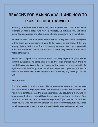 REASONS FOR MAKING A WILL AND HOW TO PICK THE RIGHT ADVISER-converted (1)