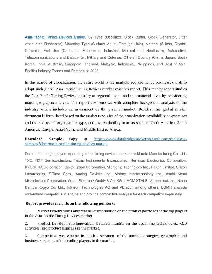 asia pacific timing devices market by type