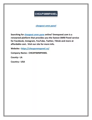 cheapest smm panel