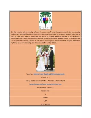 Catholic Priest Wedding Officiant Sacramento | Frmartindeporres.com