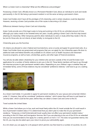 what is a green card vs citizenship what