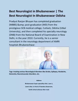 Best neurologist in Bhubaneswar | The Best Neurologist in Bhubaneswar Odisha