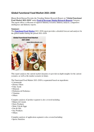 global functional food market 2021 2030