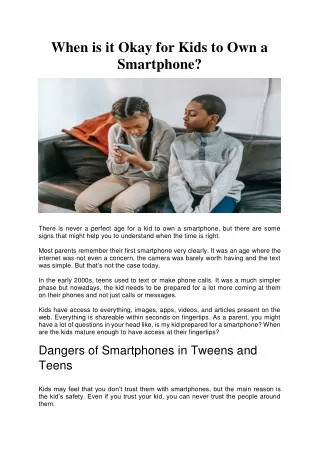When is it Okay for Kids to Own a Smartphone