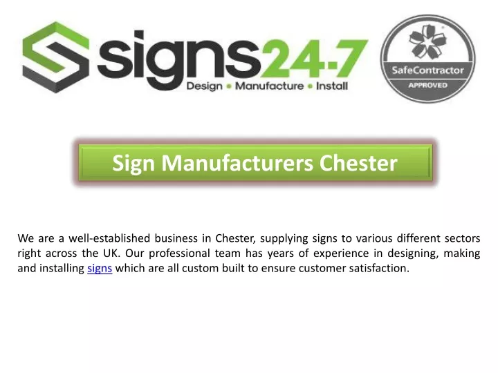 sign manufacturers chester