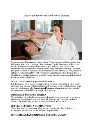 important answers related to self defense