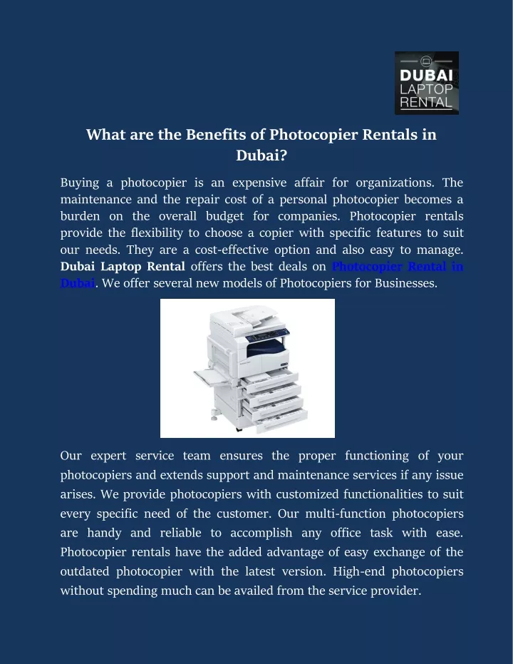 what are the benefits of photocopier rentals