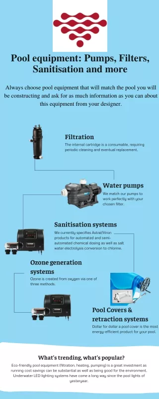 Pool equipment Pumps, Filters, Sanitisation and more