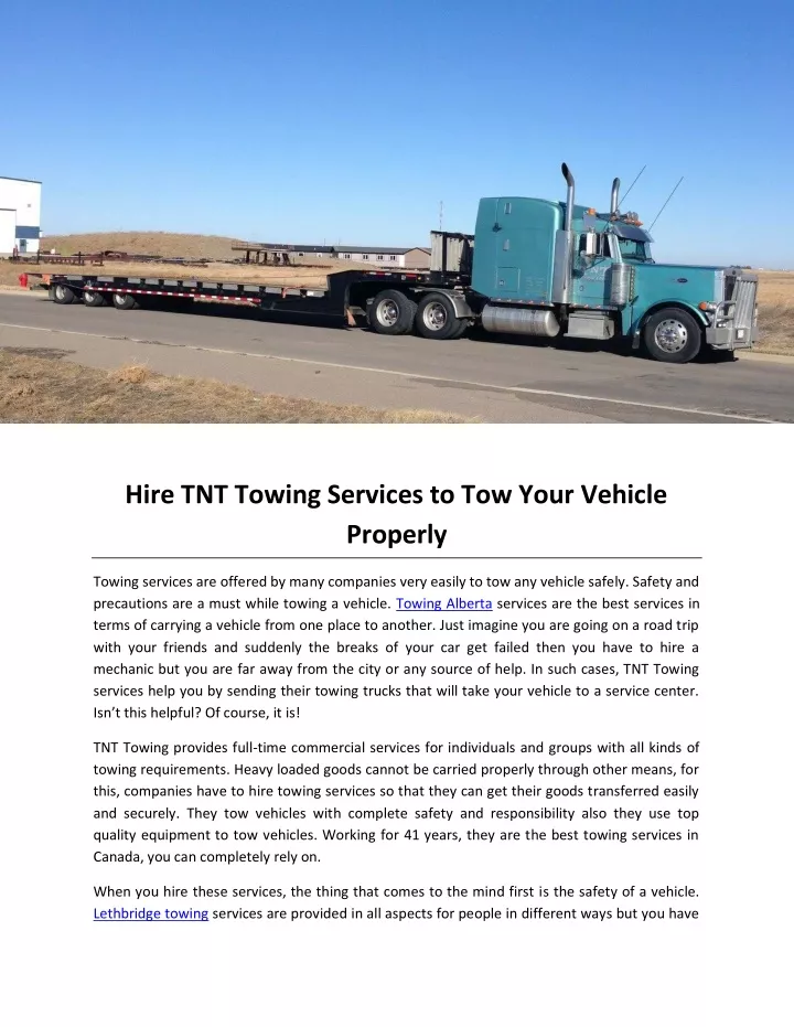 hire tnt towing services to tow your vehicle