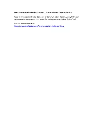 need communication design company communication