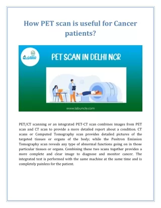 How PET scan is useful for Cancer patients?