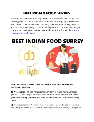 BEST INDIAN FOOD SURREY