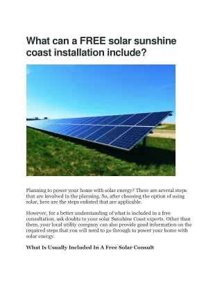 what can a free solar sunshine coast installation