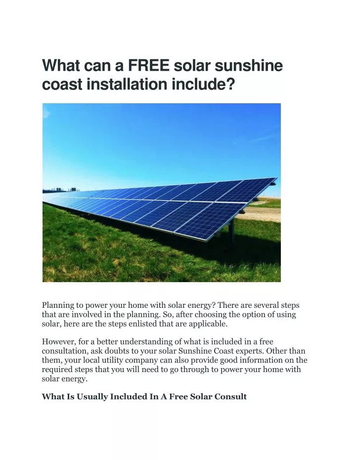 what can a free solar sunshine coast installation