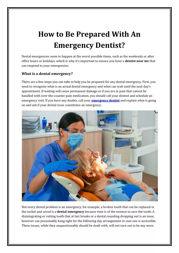 how to be prepared with an emergency dentist