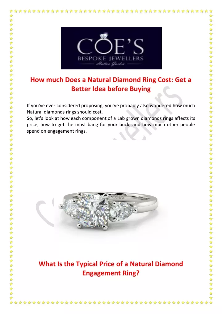 how much does a natural diamond ring cost