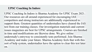 UPSC Coaching In Indore