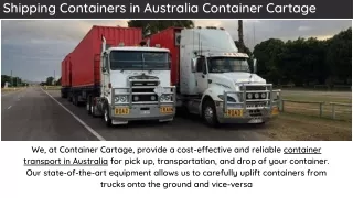 Shipping Containers in Australia Container Cartage