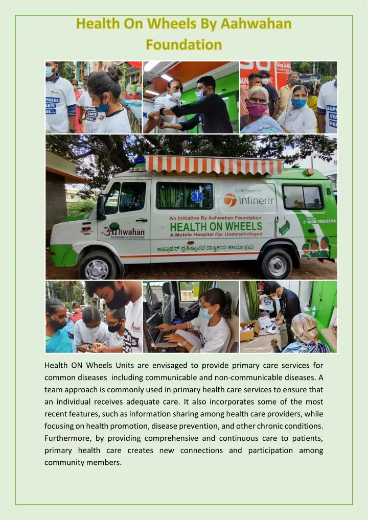 health on wheels units are envisaged to provide