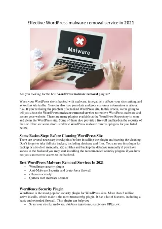 Effective WordPress malware removal service in 2021
