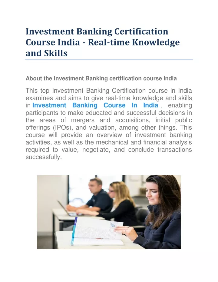 investment banking certification course india