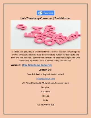 Unix Timestamp Converter | Toolslick.com