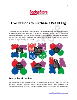 Five Reasons to Purchase a Pet ID Tag