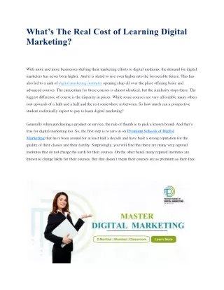 Whats the real cost of learning digital marketing