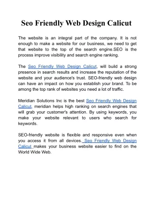 Seo Friendly Web Design Calicut