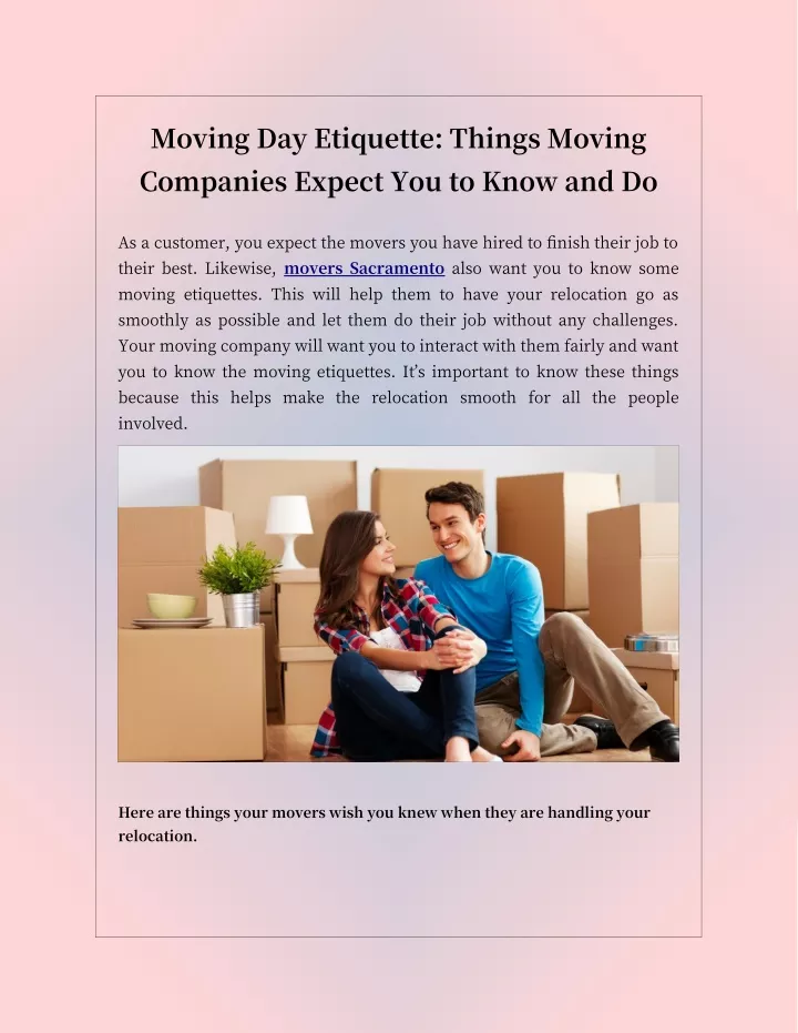 moving day etiquette things moving companies