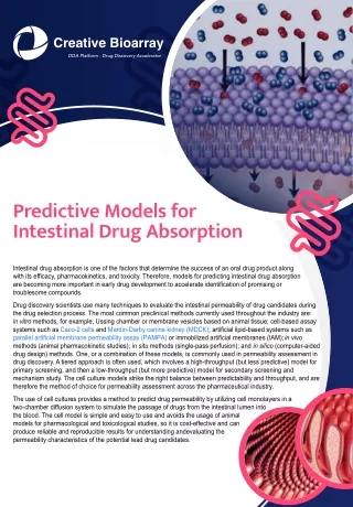 Predictive Models for Intestinal Drug Absorption