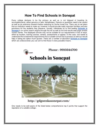 How To Find Schools in Sonepat