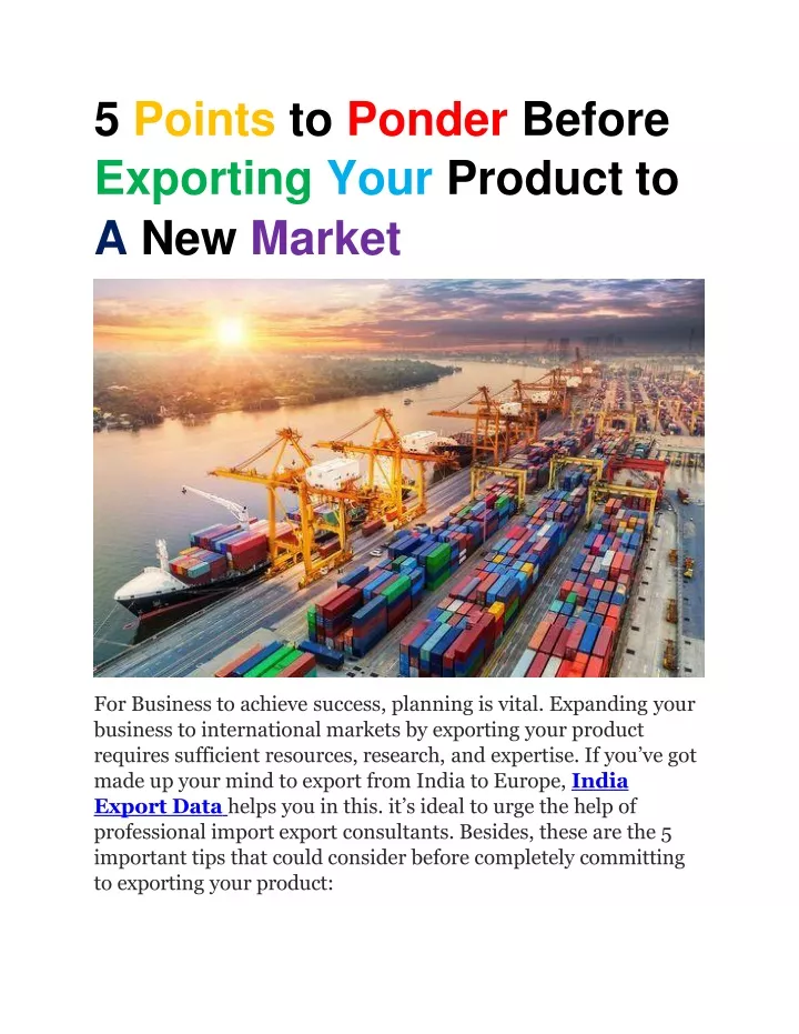 5 points to ponder before exporting your product to a new market