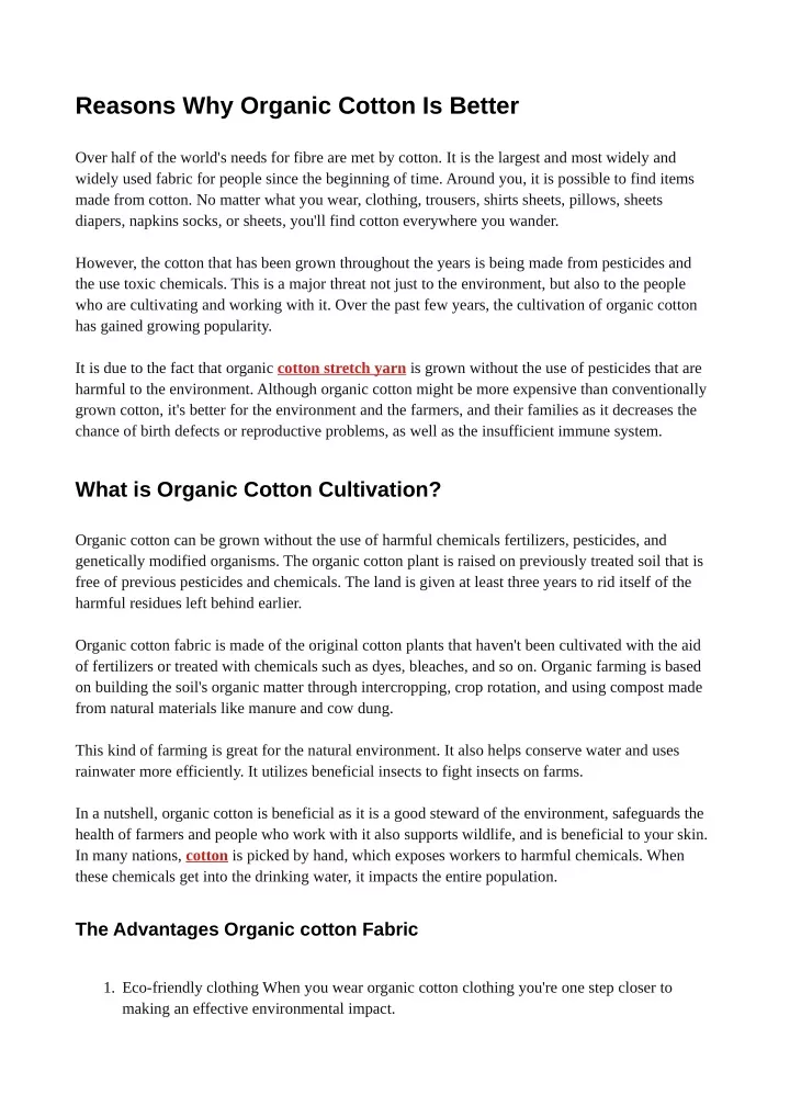 reasons why organic cotton is better