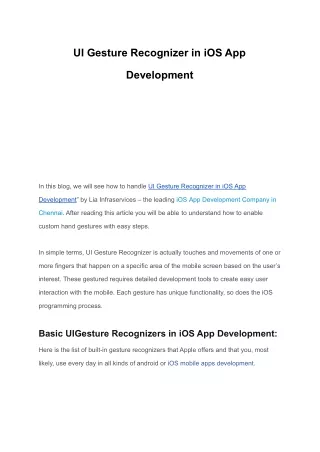 ui gesture recognizer in ios app