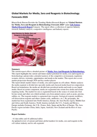 global markets for media sera and reagents
