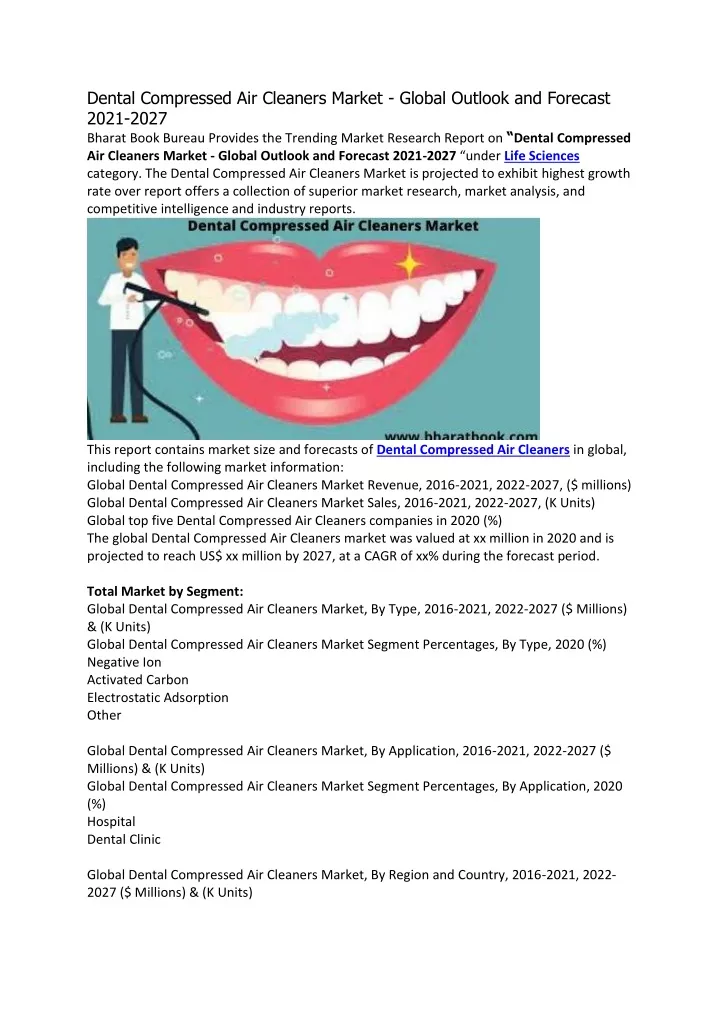 dental compressed air cleaners market global