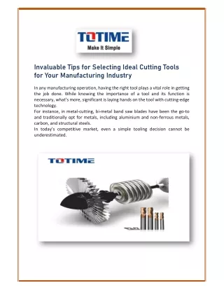 Totime- Find Incredible Cutting Tools Distributors