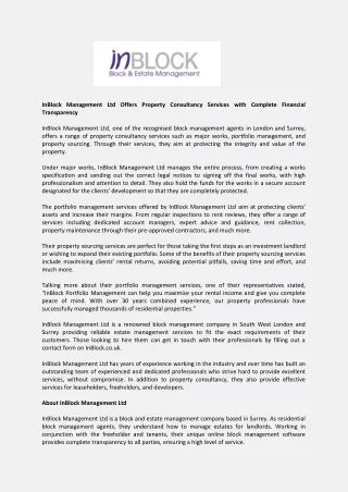 inblock management ltd offers property