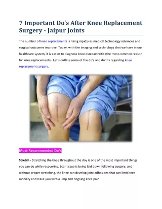 7 Important Do's After Knee Replacement Surgery - Jaipur Joints