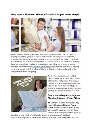 why does a shredded memory foam pillow give